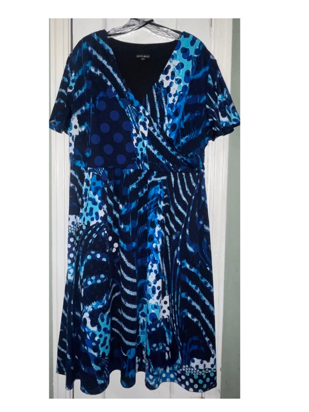 EUC Fashion Bug Blue Mixed-Print Midi Dress
